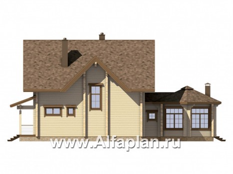 Проекты домов Альфаплан - Деревянный дом с уютной беседкой-барбекю - превью фасада №4