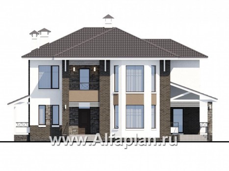Проекты домов Альфаплан - «Статский советник» - комфортабельный коттедж в современном стиле - превью фасада №1