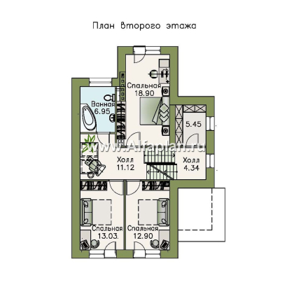 Проекты домов Альфаплан - «Эврика!» - удобный дом из блоков или кирпичей для маленького участка - превью плана проекта №3