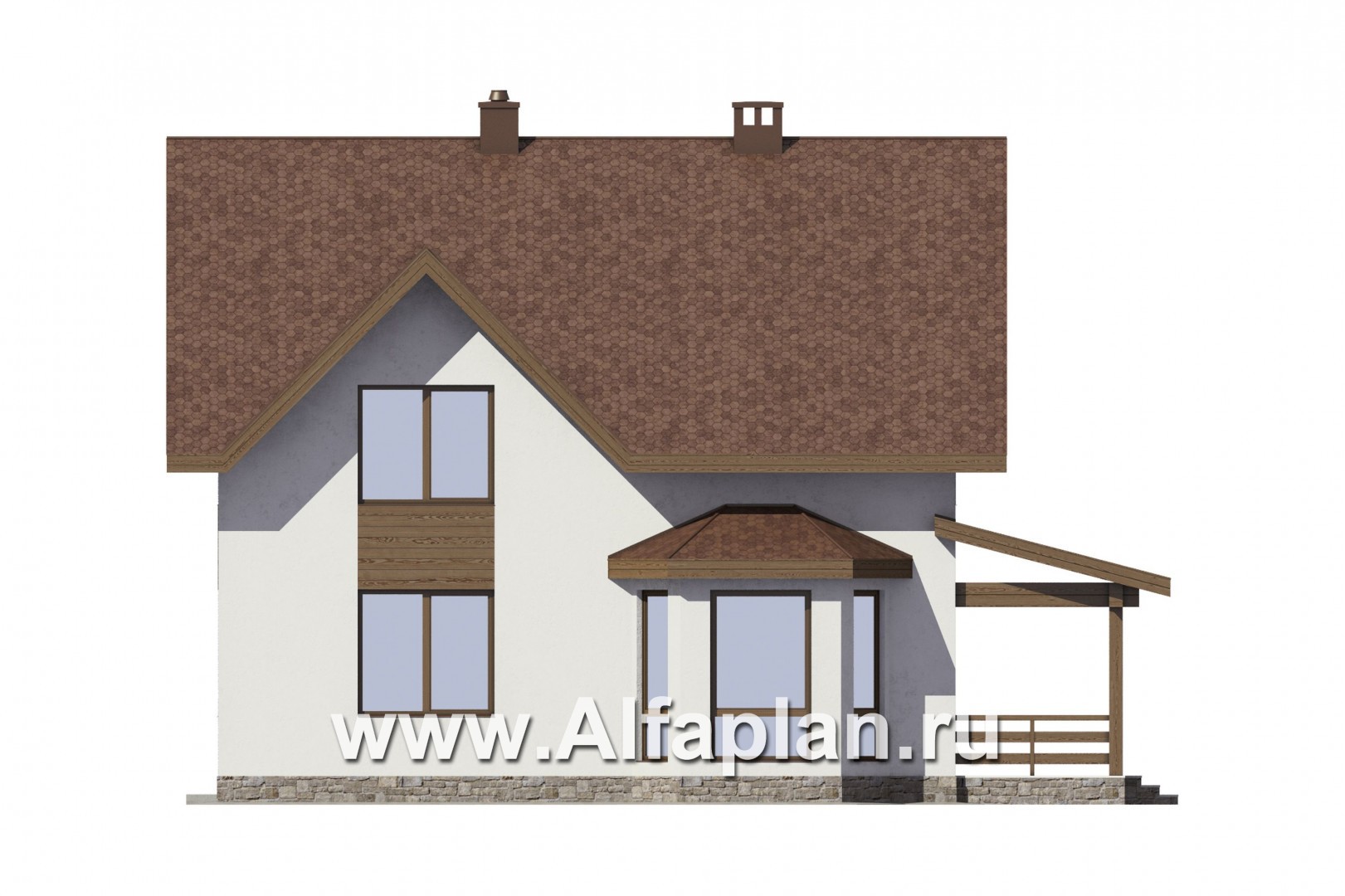 Проекты домов Альфаплан - Компактный дом с навесом для машины - изображение фасада №3