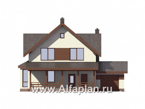 Проекты домов Альфаплан - Компактный дом с гаражом - превью фасада №1