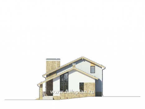 Проекты домов Альфаплан - Эффектный коттедж с навесом для двух машин - превью фасада №3