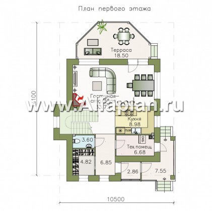 Проекты домов Альфаплан - «Фея сирени» — изящный дом для небольшого участка - превью плана проекта №1