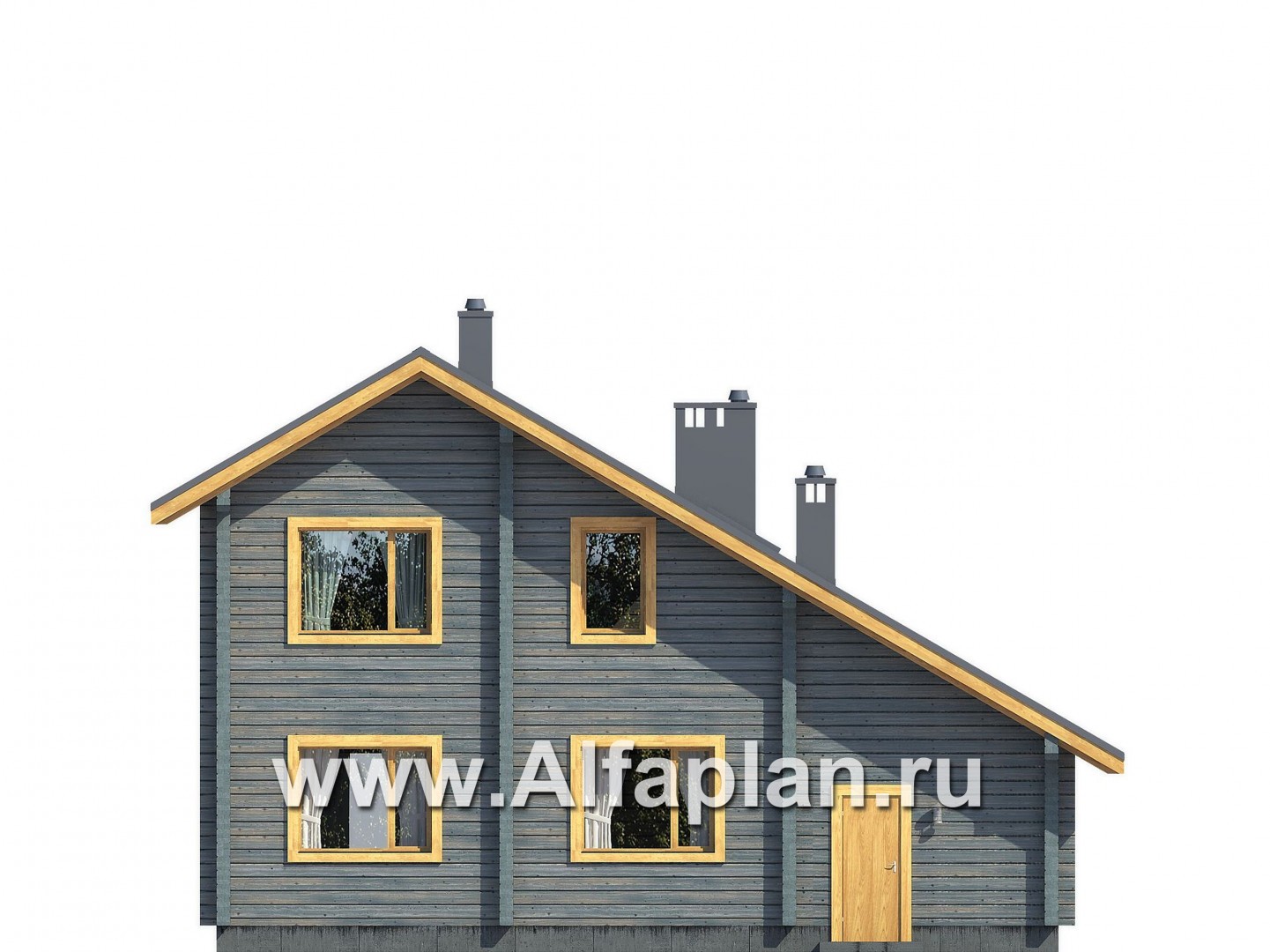Проекты домов Альфаплан - Деревянный загородный дом с гаражом - изображение фасада №3