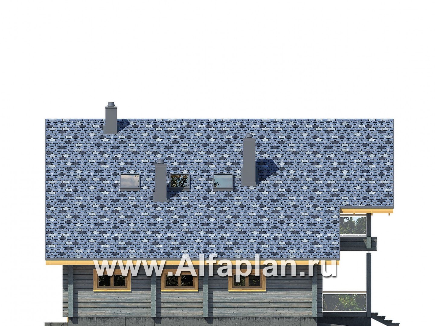 Проекты домов Альфаплан - Деревянный загородный дом с гаражом - изображение фасада №4