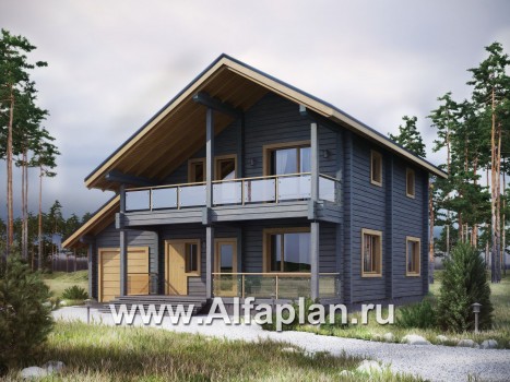 Проекты домов Альфаплан - Деревянный загородный дом с гаражом - превью дополнительного изображения №1