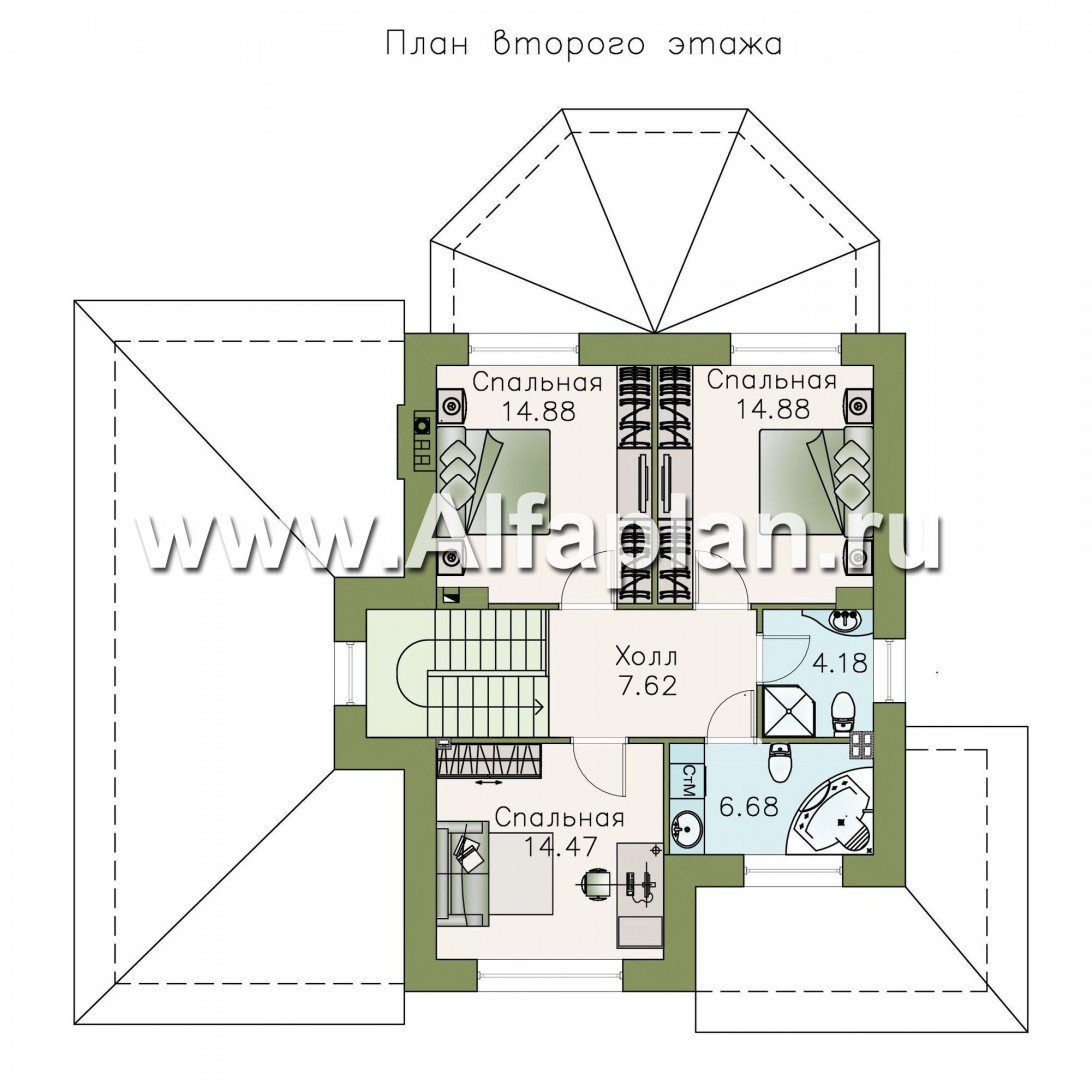 Проекты домов Альфаплан - «Фея сирени» - изящный дом с гаражом - изображение плана проекта №2