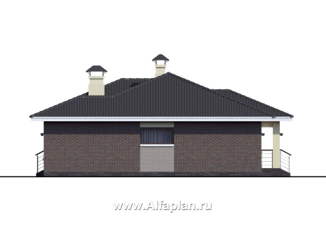 Проекты домов Альфаплан - «Ангара» - проект просторного одноэтажного дома, 5 спален - превью фасада №2