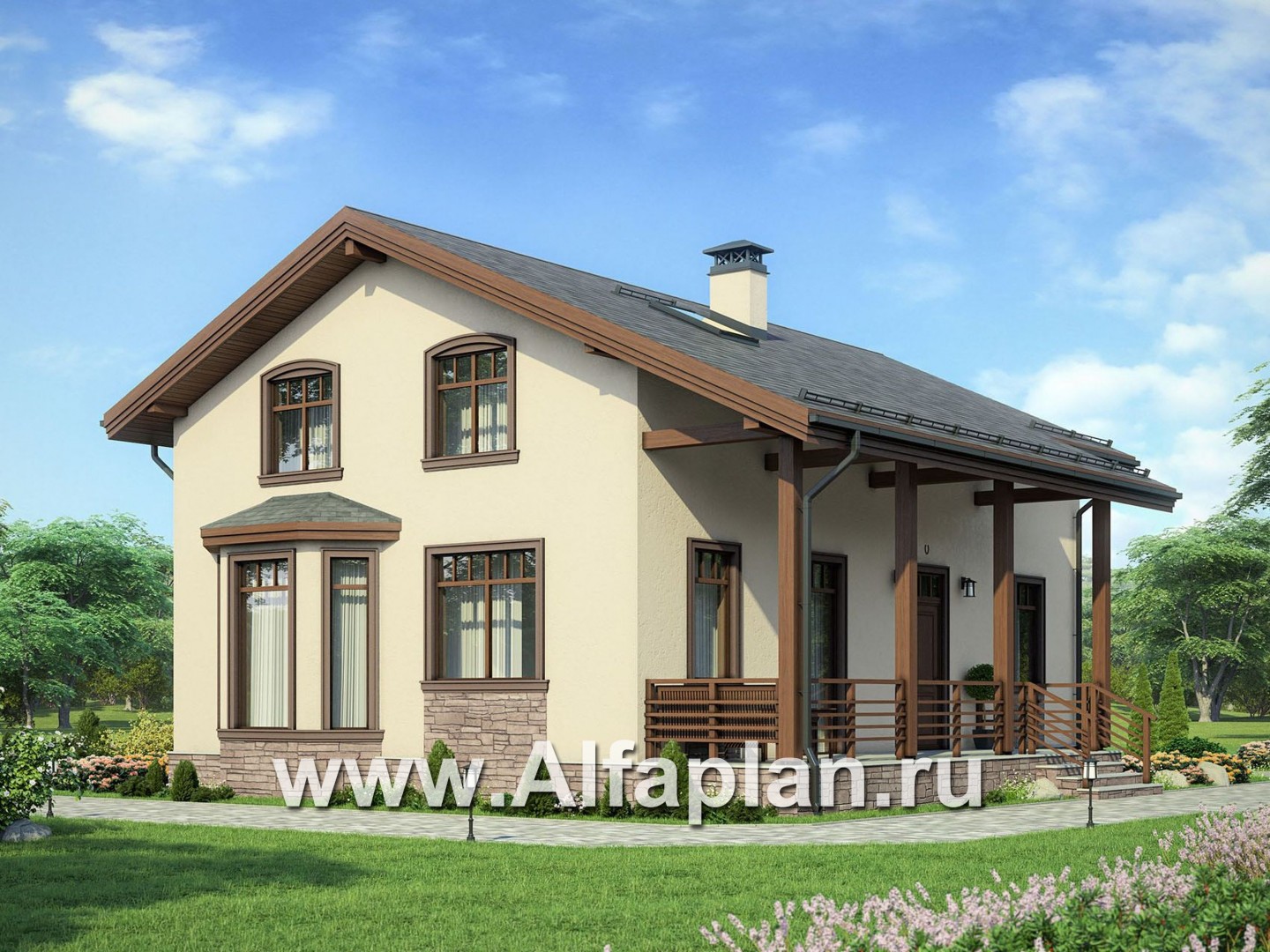 Проекты домов Альфаплан - Двухэтажный дом для большой семьи(6 спален) - дополнительное изображение №1