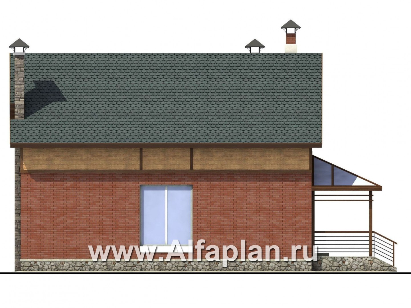 Проекты домов Альфаплан - «Вишневый сад» - проект небольшого дома или дачи - изображение фасада №2