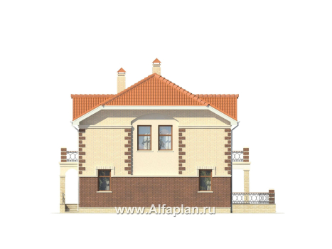 Проекты домов Альфаплан - Кирпичный коттедж в классических традициях - превью фасада №2