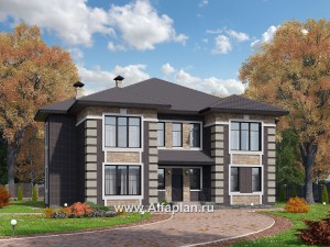 Проекты домов Альфаплан - «Двина» - элегантный особняк с симметричным фасадом - превью основного изображения