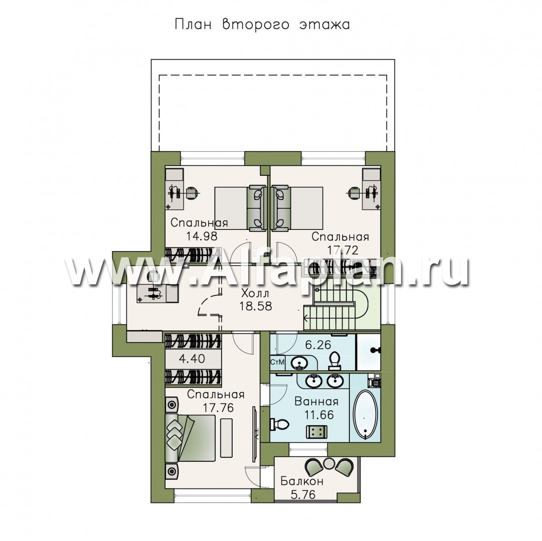 Проекты домов Альфаплан - «Ирида» - стильный современный дом - изображение плана проекта №2