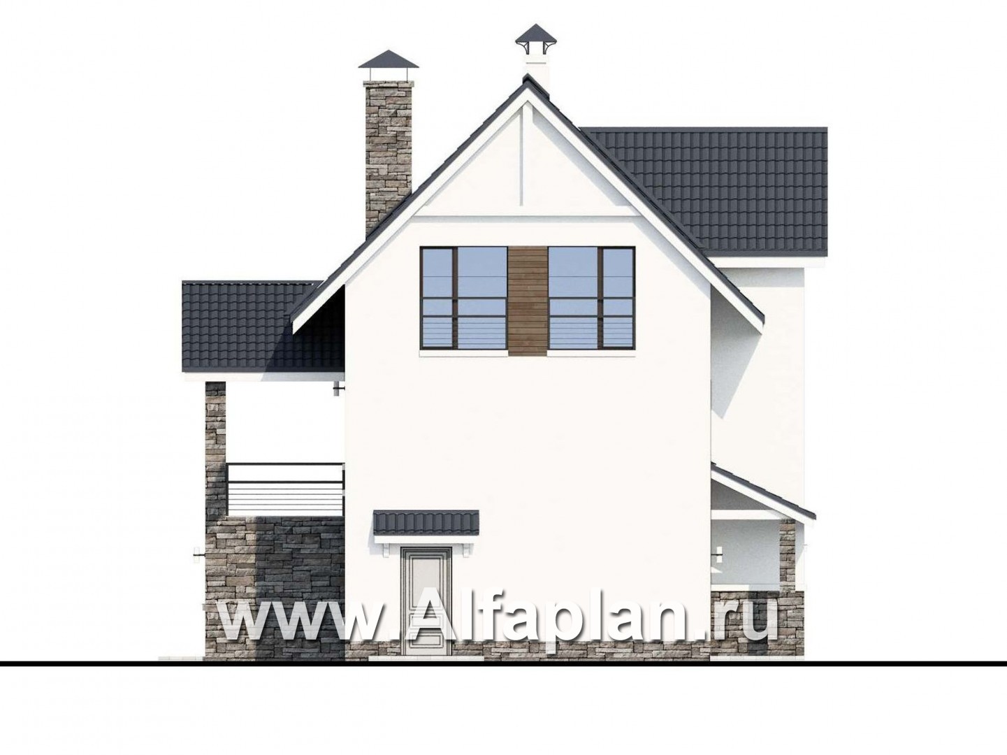 Проекты домов Альфаплан - «Альпина» - трехэтажный коттедж с гаражом для маленького участка - изображение фасада №3