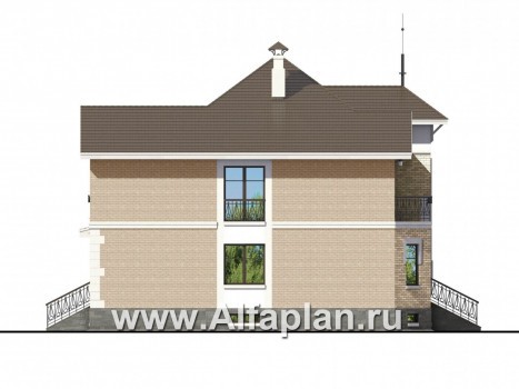 Проекты домов Альфаплан - «Феникс» - коттедж с компактным планом и цокольным этажом - превью фасада №2
