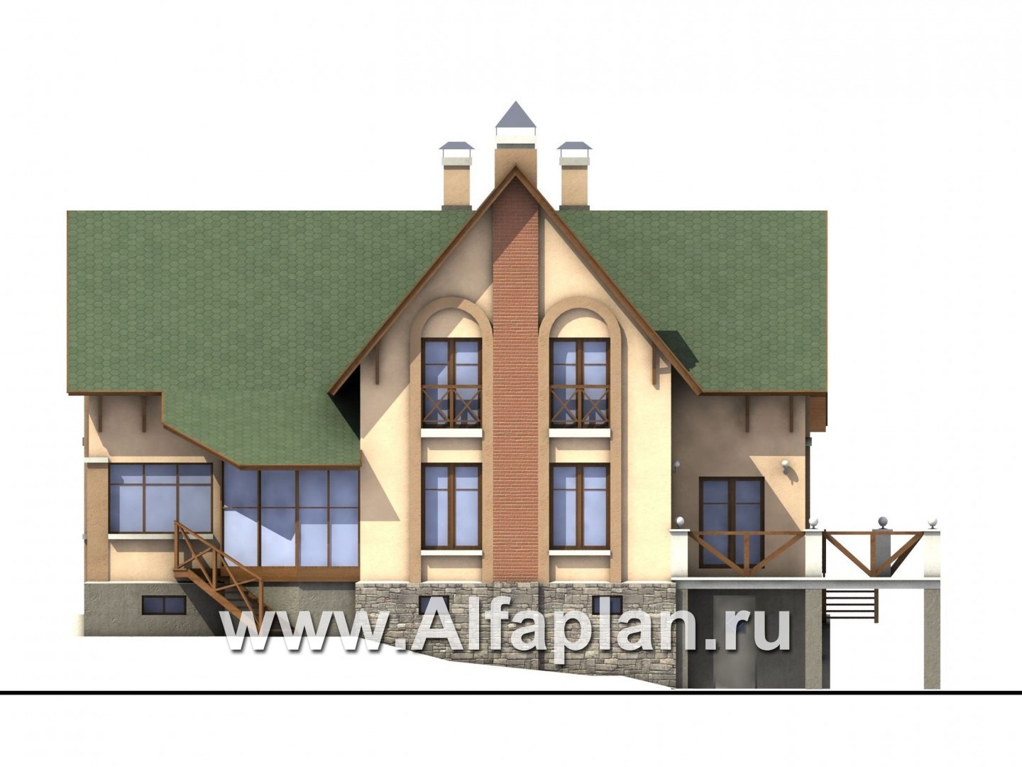 Проекты домов Альфаплан - «Яблоко» - дом для узкого участка с рельефом - изображение фасада №1