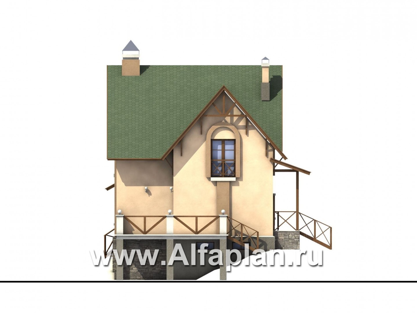 Проекты домов Альфаплан - «Яблоко» - дом для узкого участка с рельефом - изображение фасада №2
