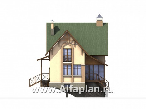 Проекты домов Альфаплан - «Яблоко» - дом для узкого участка с рельефом - превью фасада №3