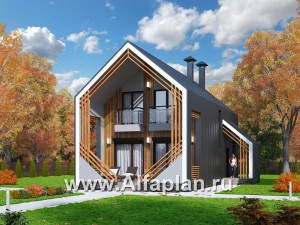 Проекты домов Альфаплан - «Сигма» - стильный двухэтажный каркасный дом - превью основного изображения