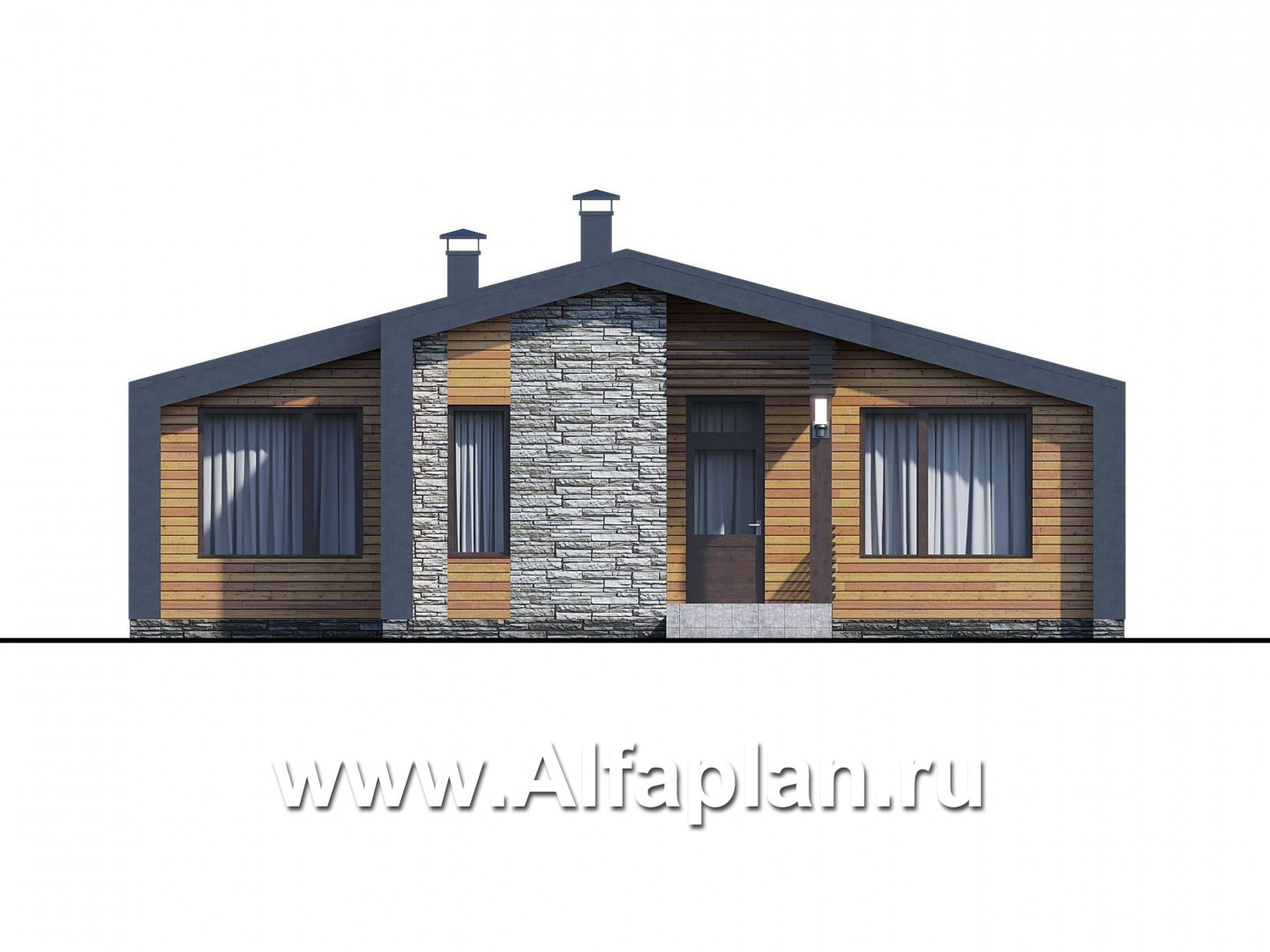 Проекты домов Альфаплан - «Альфа» - каркасный дом с сауной - изображение фасада №1