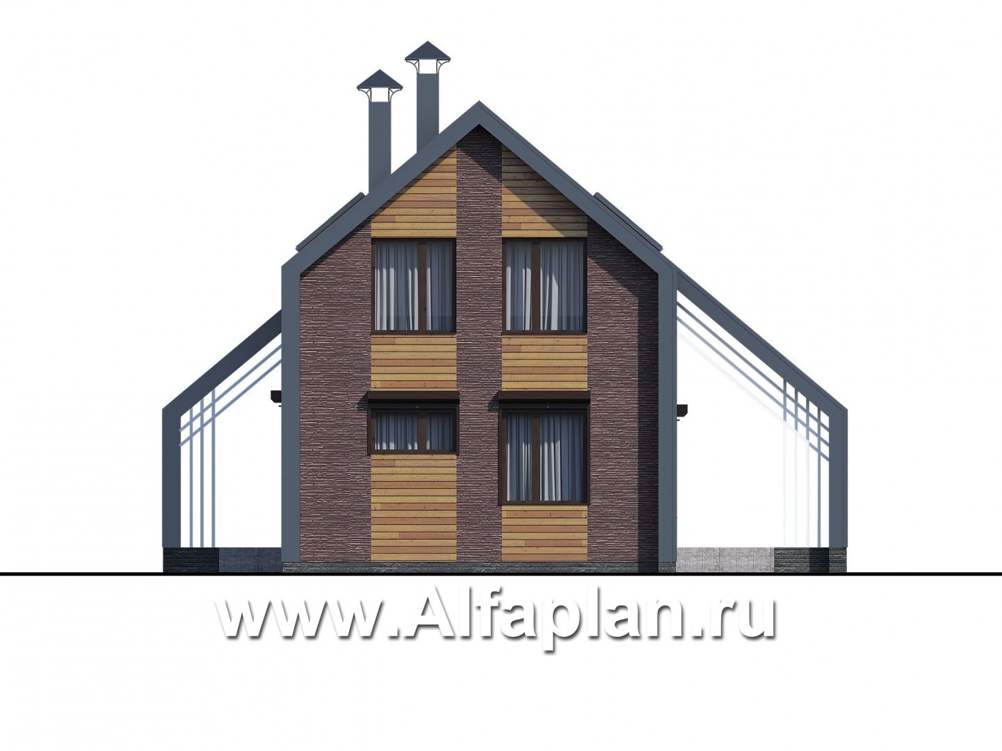 Проекты домов Альфаплан - «Тау» - двухэтажный дом с фальцевыми фасадами и кровлей - изображение фасада №4