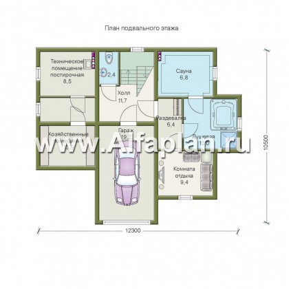 Проекты домов Альфаплан - «Транк Хаус» - деревянный дом с террасой - превью плана проекта №1