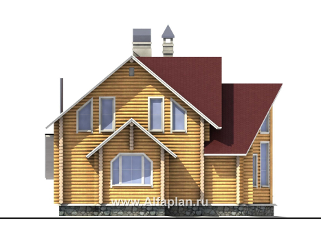 Проекты домов Альфаплан - «Л-Хаус» - деревянный дом с навесом для машины - превью фасада №3