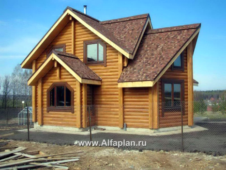 Проекты домов Альфаплан - «Л-Хаус» - деревянный дом с навесом для машины - превью дополнительного изображения №1