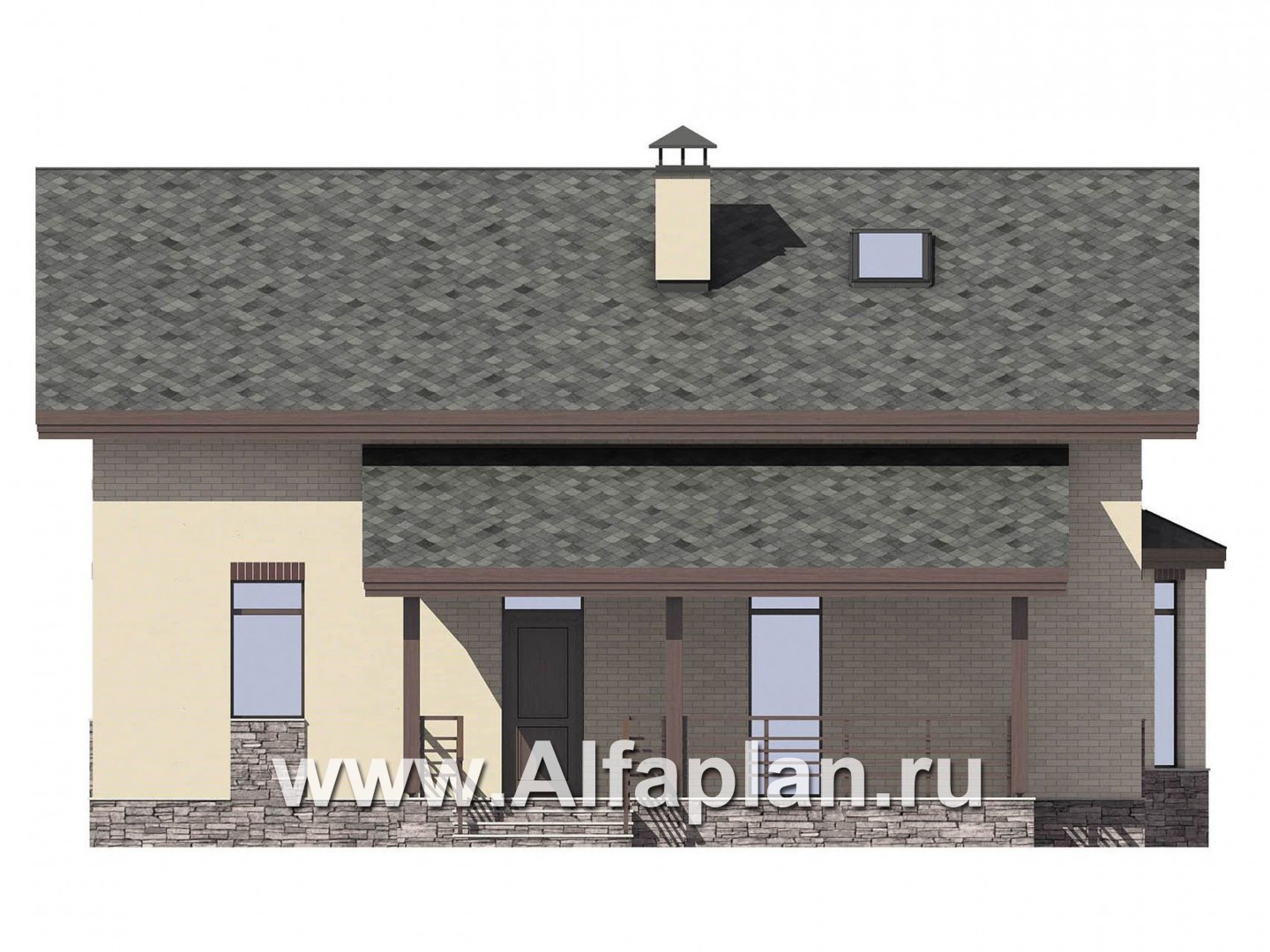 Проекты домов Альфаплан - Небольшой дом для большой семьи(6 спален) - изображение фасада №4