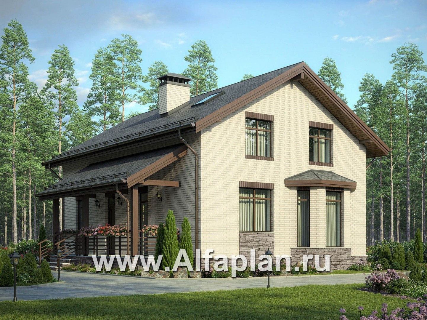 Проекты домов Альфаплан - Небольшой дом для большой семьи(6 спален) - основное изображение