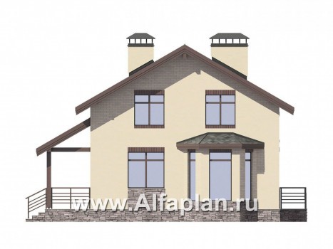 Проекты домов Альфаплан - Небольшой дом для большой семьи(6 спален) - превью фасада №1