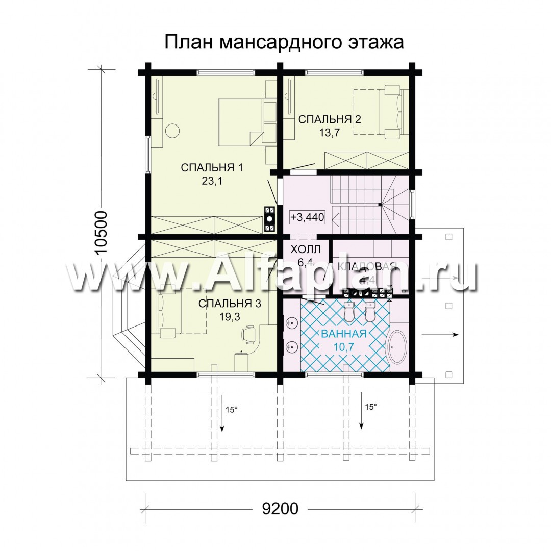 Проекты домов Альфаплан - Компактный деревянный дом с цоколем - план проекта №3