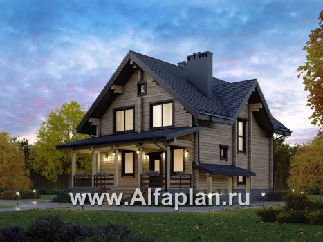 Проекты домов Альфаплан - Компактный деревянный дом с цоколем - превью дополнительного изображения №1