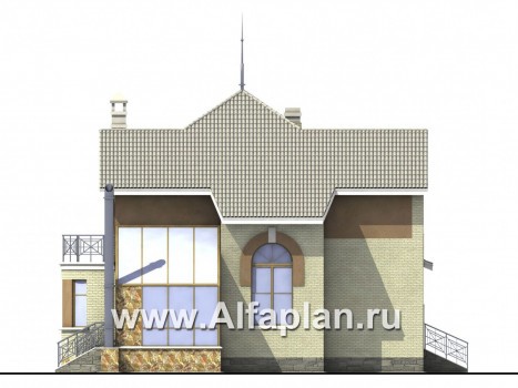 Проекты домов Альфаплан - «Уют» - коттедж с зимним садом - превью фасада №3