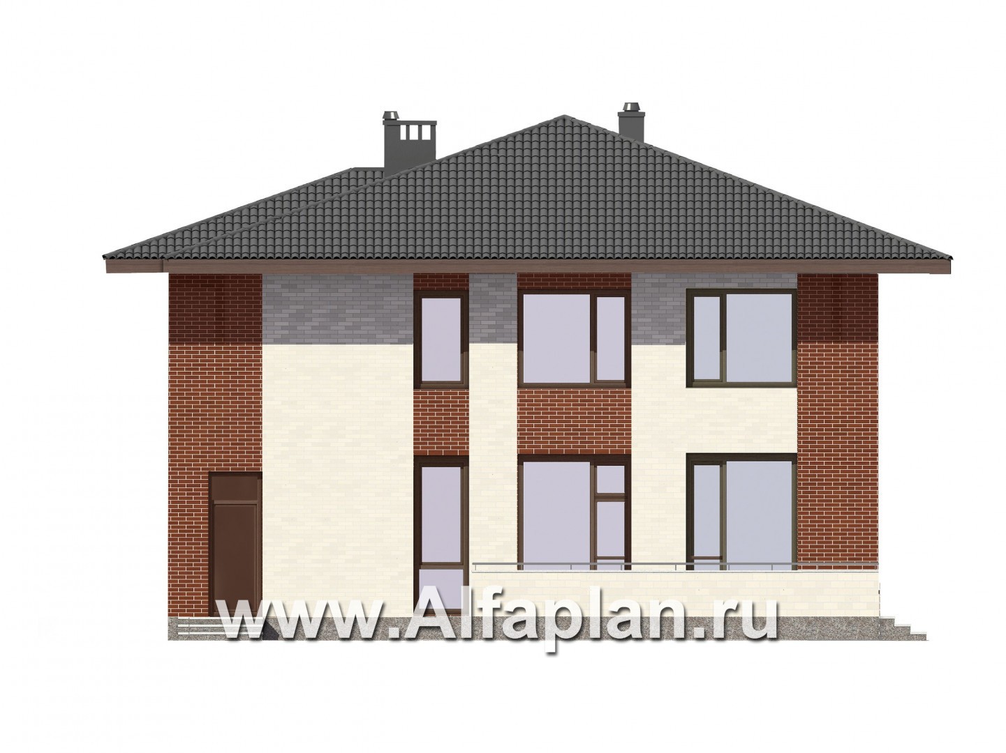 Проекты домов Альфаплан - Двухэтажный дом для большой семьи - изображение фасада №3