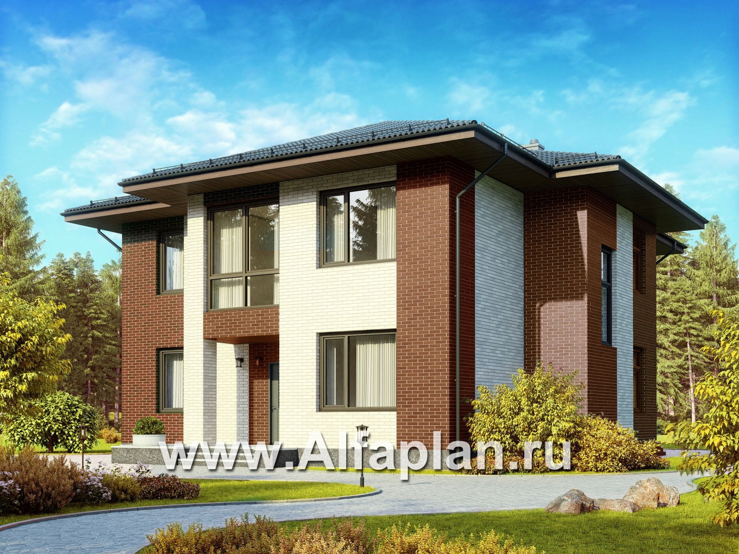 Проекты домов Альфаплан - Двухэтажный дом для большой семьи - основное изображение