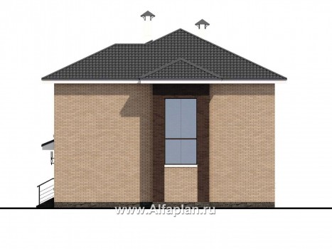 Проекты домов Альфаплан - «Роман с камнем» — двухэтажный коттедж с двусветной гостиной - превью фасада №2