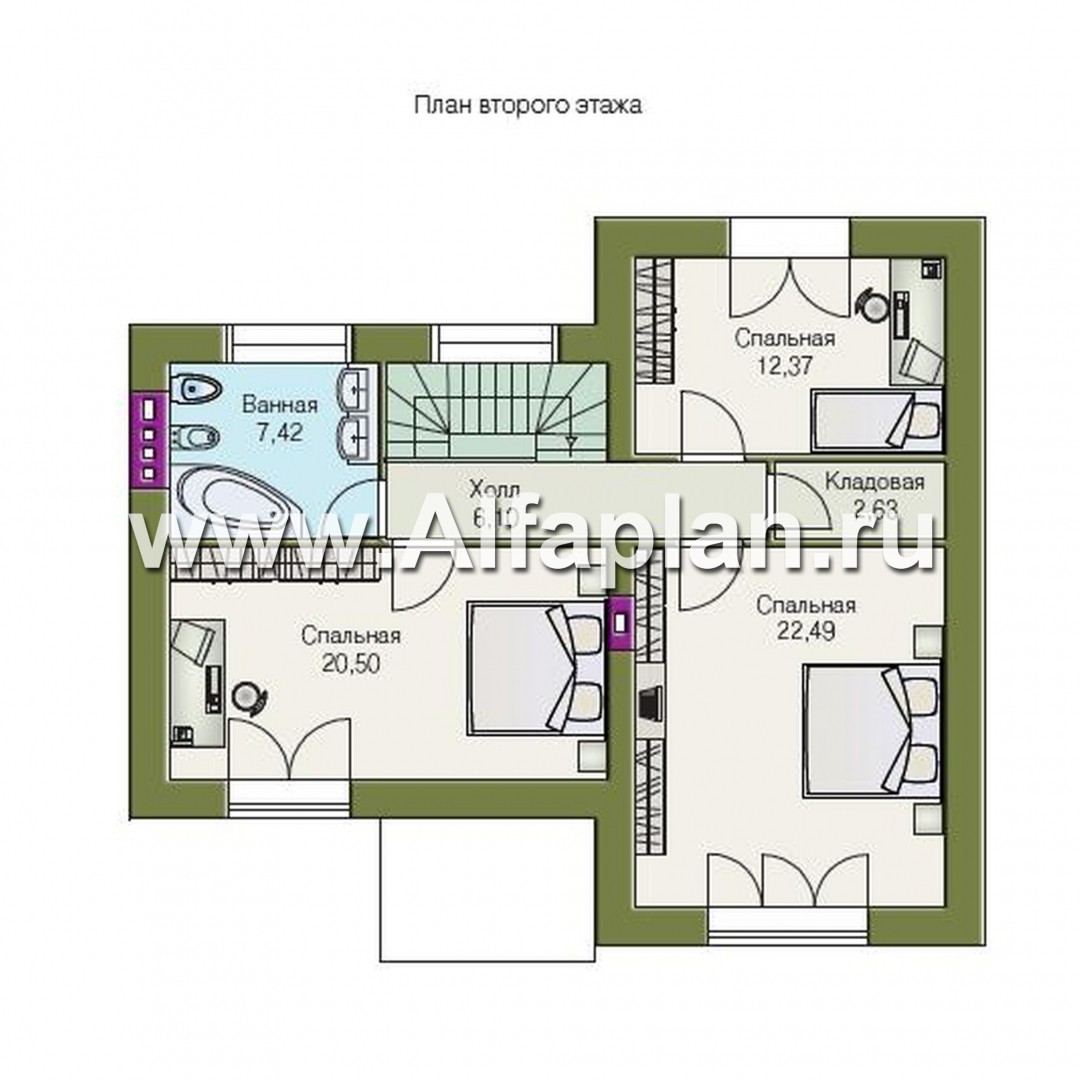 Проекты домов Альфаплан - «Фантазия» - компактный дом для небольшого участка - изображение плана проекта №2
