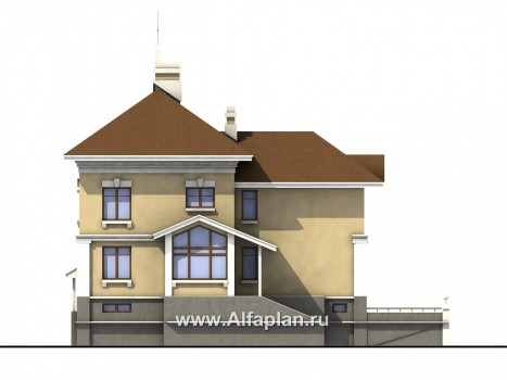 Проекты домов Альфаплан - Дом из газобетона «Флоренция» в стиле итальянского Возрождения - превью фасада №3