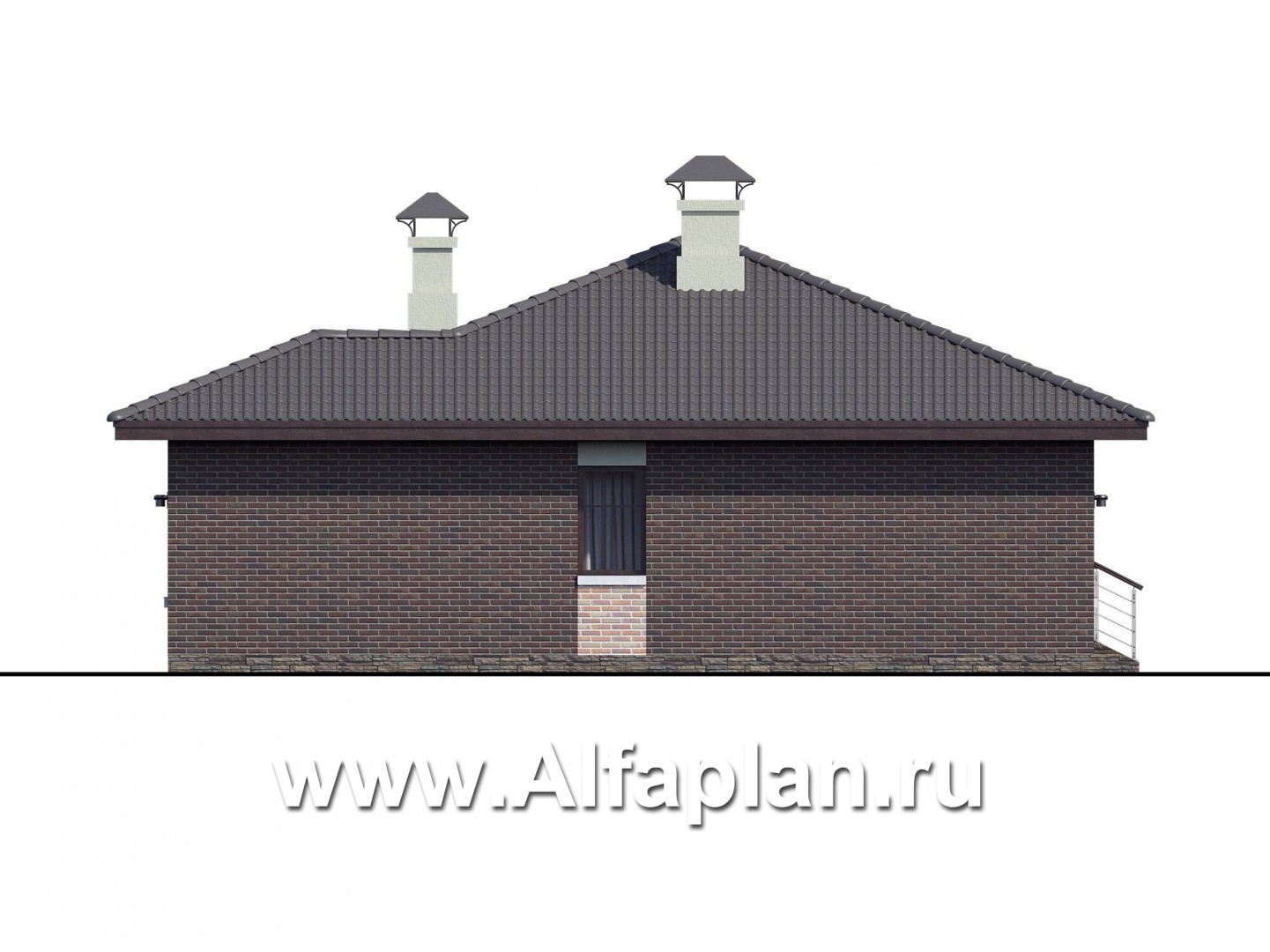 Проекты домов Альфаплан - «Онега» - проект одноэтажного дома с двумя спальнями - изображение фасада №3