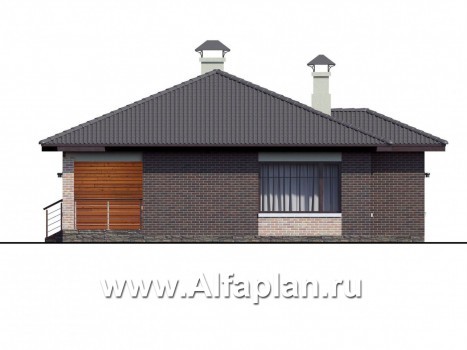 Проекты домов Альфаплан - «Онега» - проект одноэтажного дома с двумя спальнями - превью фасада №2