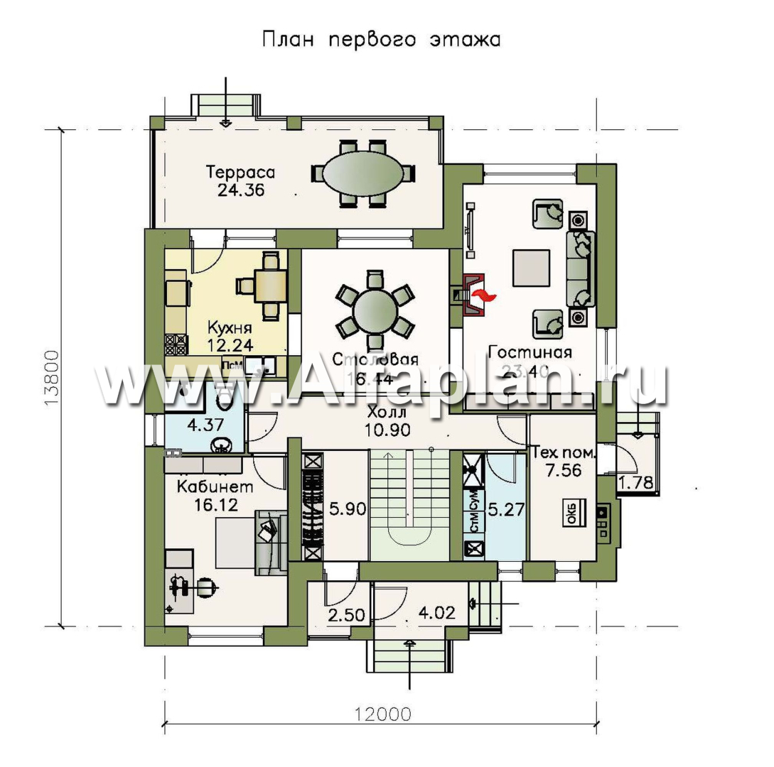 Проекты домов Альфаплан - «Айвенго»- двуxэтажный особняк для большой семьи с жилой мансардой - план проекта №1