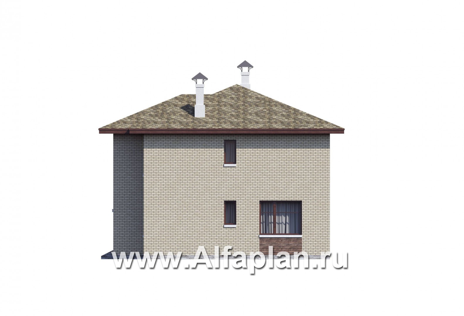 Проекты домов Альфаплан - "Рациональ" - Компактный коттедж для узкого участка - изображение фасада №2