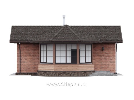 Проекты домов Альфаплан - Баня с удобной красивой верандой (беседкой) - превью фасада №1