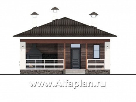 Проекты домов Альфаплан - «Мелета» - уютный одноэтажный дом с двумя спальнями - превью фасада №1