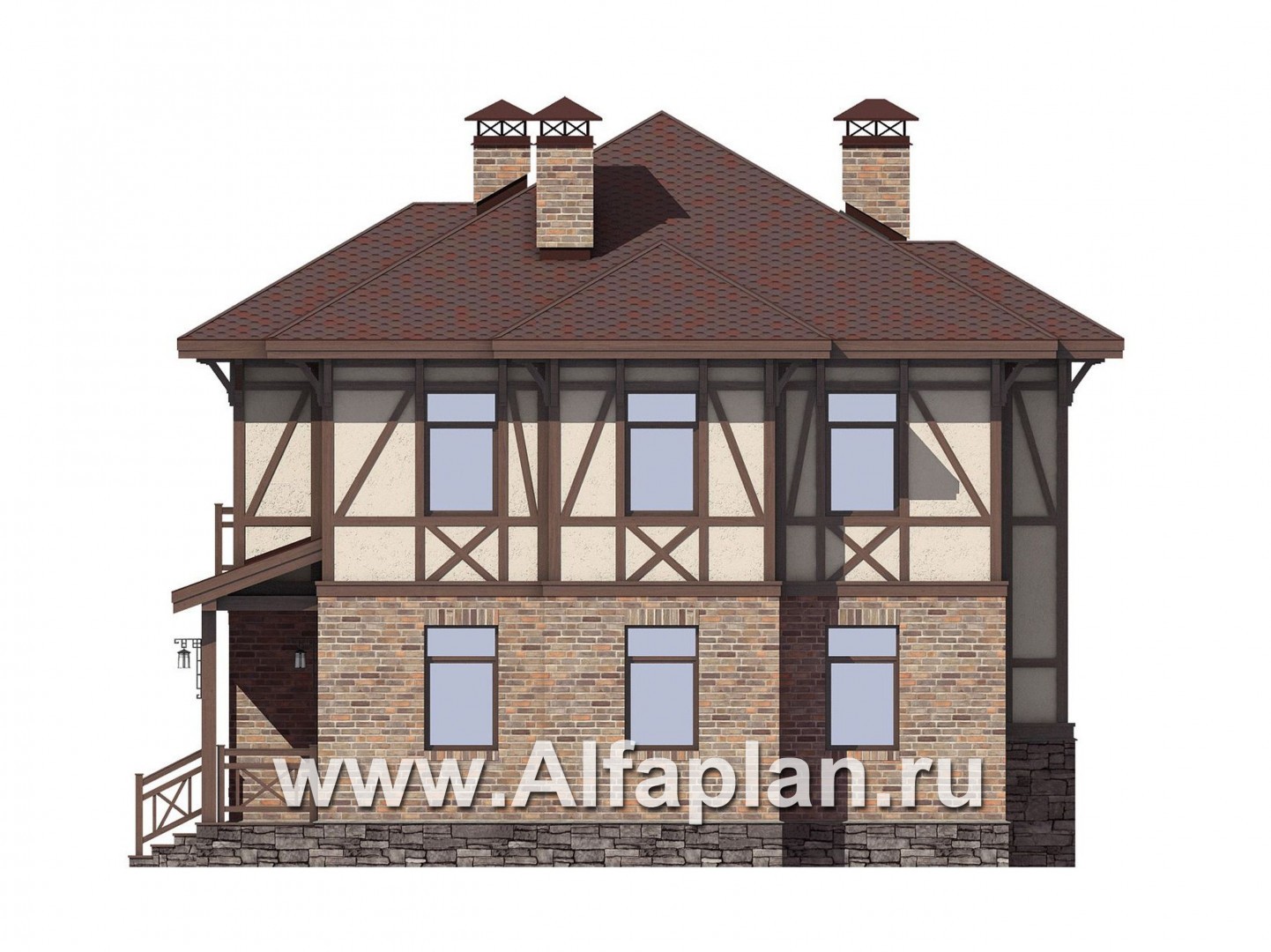 Проекты домов Альфаплан - Удобный двухэтажный дом для большой семьи - изображение фасада №2