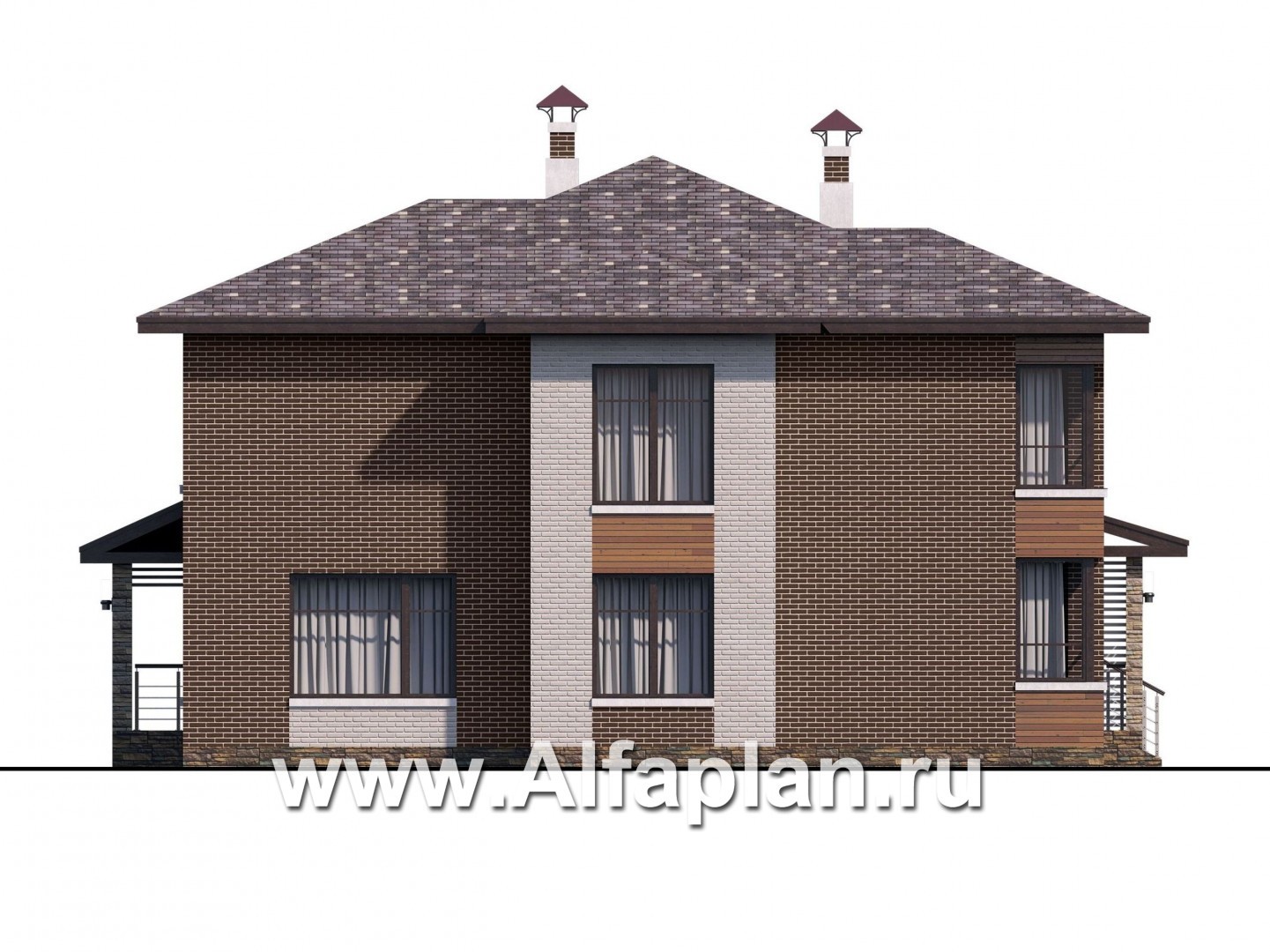 Проекты домов Альфаплан - «Эридан» - современный стильный дом с террасой - изображение фасада №3
