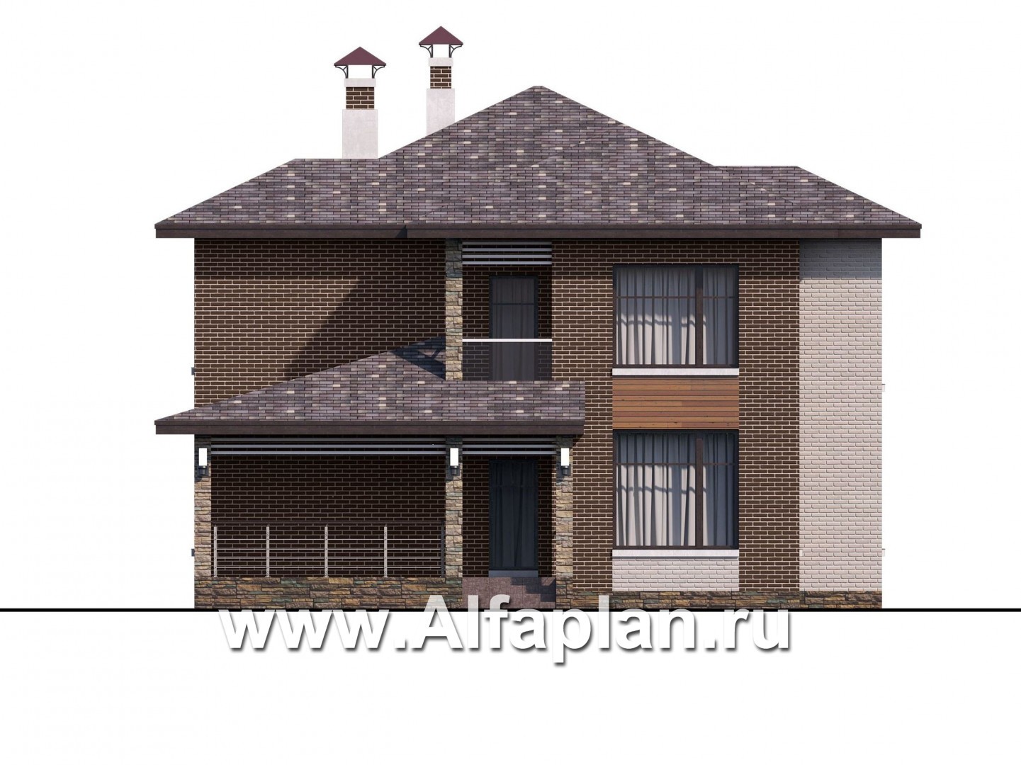 Проекты домов Альфаплан - «Эридан» - современный стильный дом с террасой - изображение фасада №4