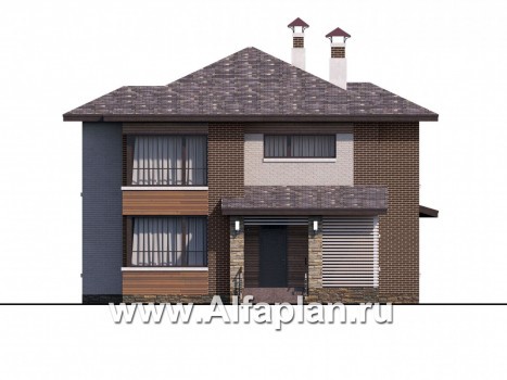 Проекты домов Альфаплан - «Эридан» - современный стильный дом с террасой - превью фасада №1