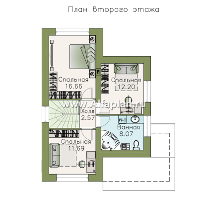 Проекты домов Альфаплан - Коттедж из кирпича «Кадет» - превью плана проекта №2